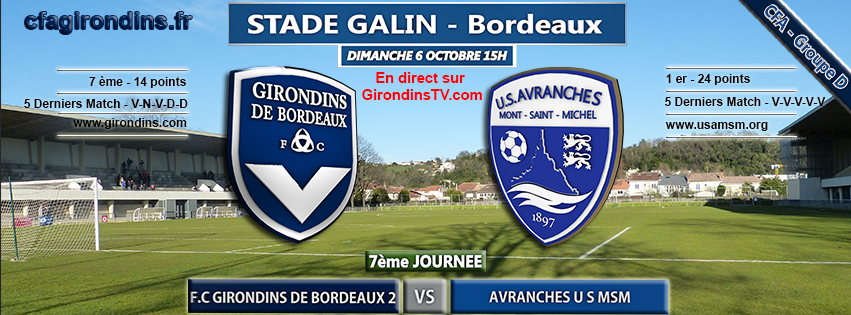 Cfa Girondins : [J7] Réception du leader Avranches - Formation Girondins 