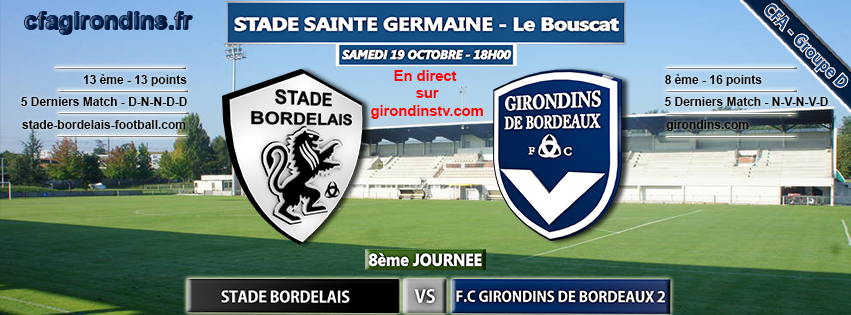 Cfa Girondins : [J8] C'est le derby Bordelais ! - Formation Girondins 