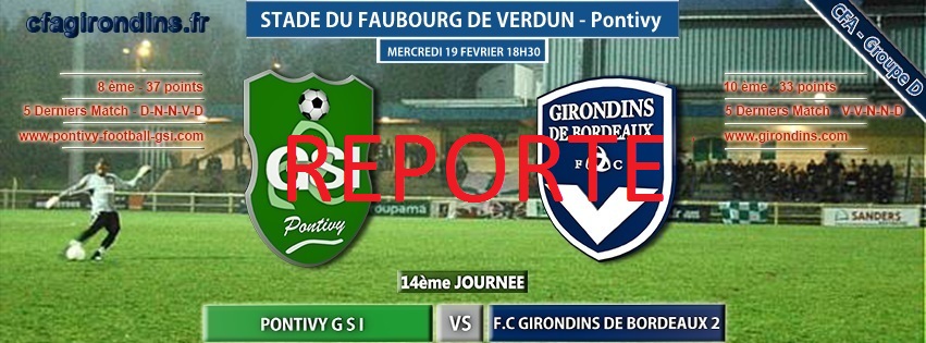 Cfa Girondins : [J14] Pontivy - Bordeaux B: REPORTE - Formation Girondins 