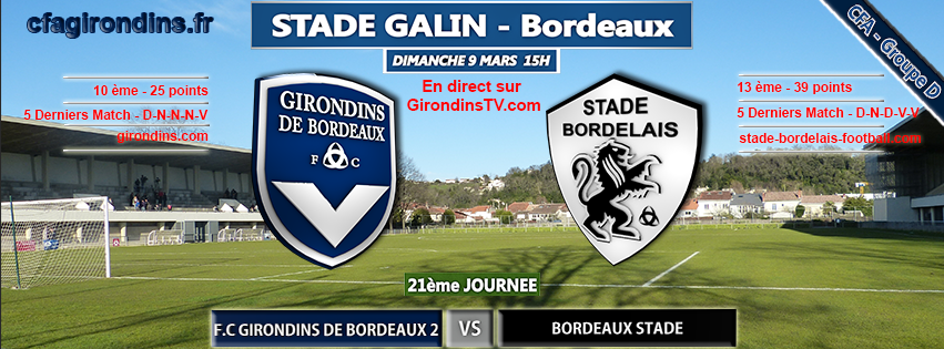Cfa Girondins : [J21] Le derby face au Stade Bordelais ! - Formation Girondins 