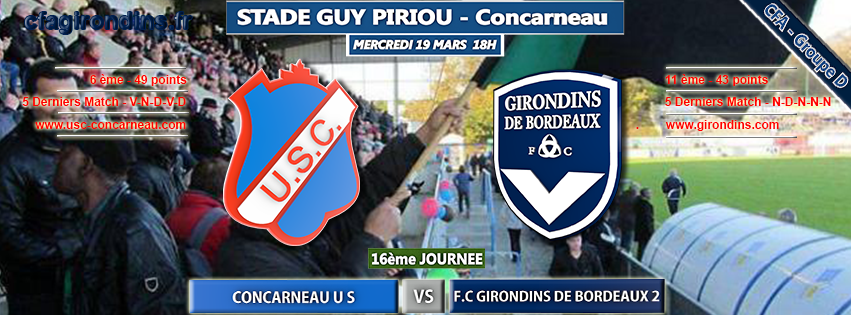 Cfa Girondins : [Match en retard de la J16] Déplacement à Concarneau - Formation Girondins 
