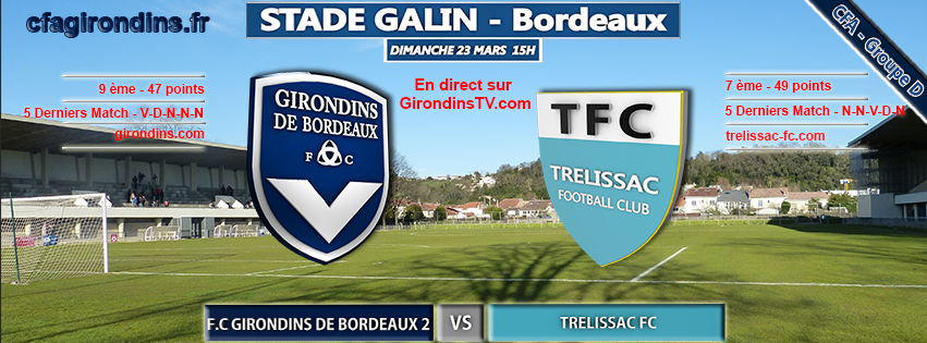 Cfa Girondins : [Match en retard de la J17] Réception de Trélissac - Formation Girondins 