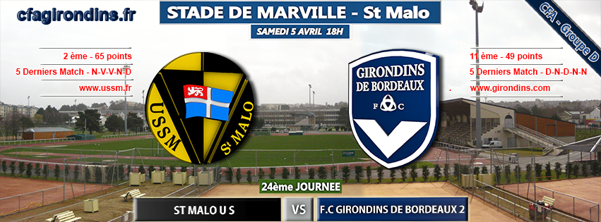 Cfa Girondins : [J24] Déplacement à Saint Malo - Formation Girondins 