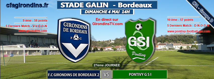 Cfa Girondins : [J27] Réception de Pontivy - Formation Girondins 