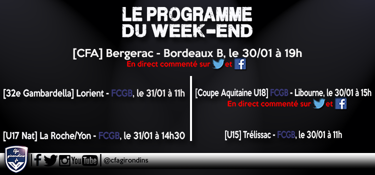 Cfa Girondins : Centre : la réserve à Bergerac, la Gambardella à Lorient, le programme du week-end - Formation Girondins 