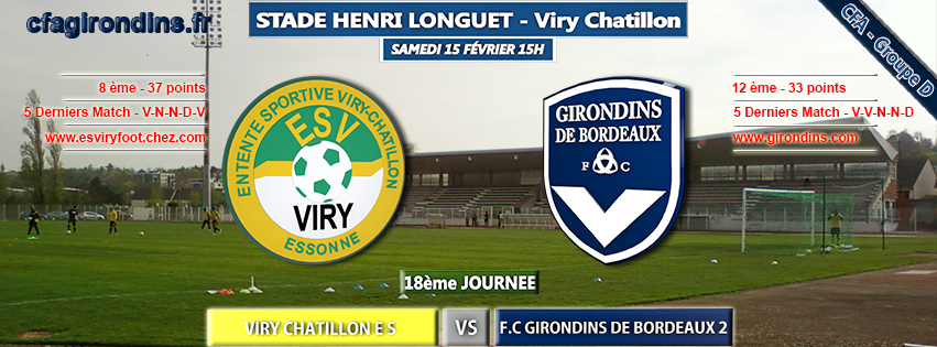 Cfa Girondins : [J18] Déplacement à Viry Châtillon - Formation Girondins 