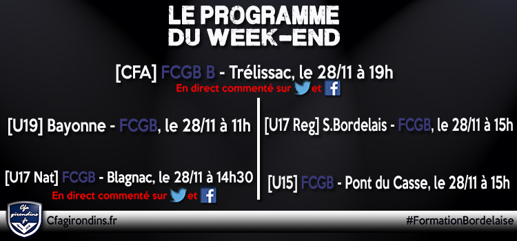 Cfa Girondins : Centre : La CFA contre Trélissac, le programme du week-end - Formation Girondins 